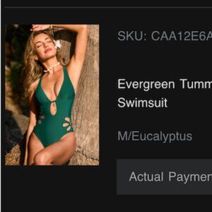 Cupshe Evergreen Tummy Control One Piece Swimsuit NWT Medium